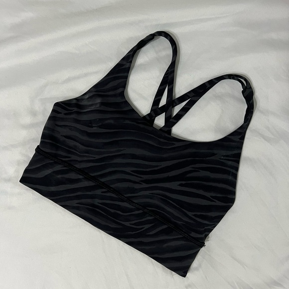 Lululemon Energy Bra Long Line Le Tigre Camo Deep Coal - Picture 1 of 3